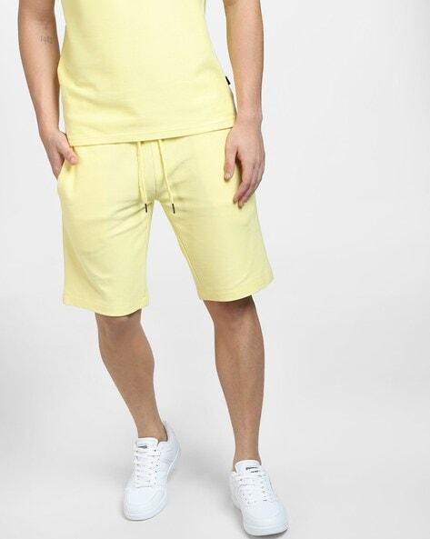 mid-rise city shorts with drawstring waist