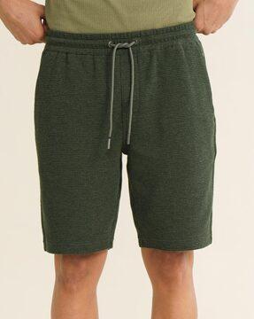 mid rise city shorts with drawstring waist