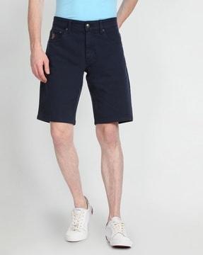mid-rise comfort slim fit shorts
