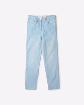 mid-rise cotton jeans