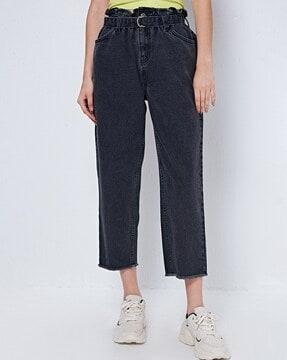 mid-rise cotton jeans