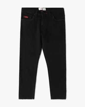 mid-rise cotton jeans