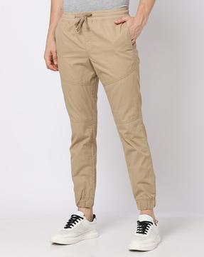 mid-rise cotton slim fit joggers