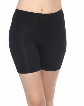 mid-rise cotton spandex knee length cycling shorts