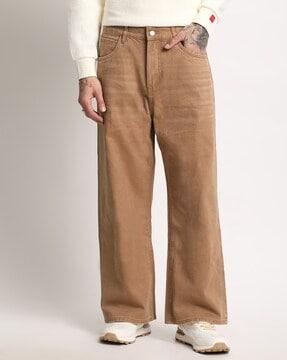 mid-rise cotton straight jeans