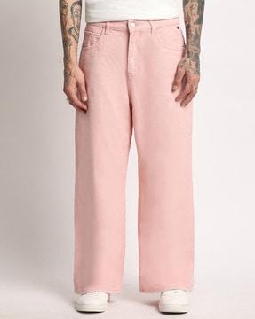mid-rise cotton straight jeans