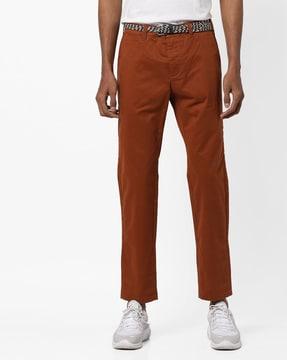 mid-rise cropped pants with belt