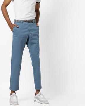 mid-rise cropped pants with belt