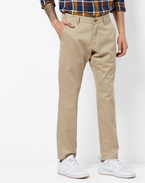 mid-rise cropped pants with insert pockets