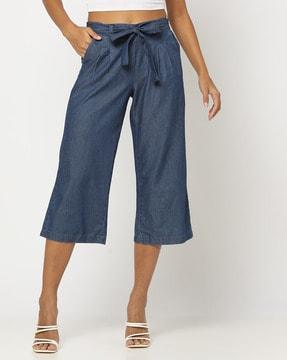 mid-rise culottes with belt