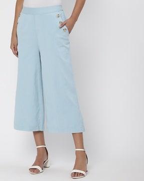 mid-rise culottes with elasticated waistband