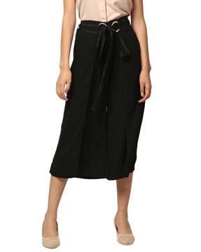 mid-rise culottes with tie-up waist