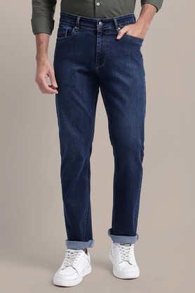 mid rise denim regular fit men's jeans - navy