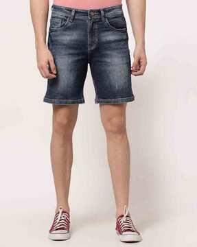 mid-rise denim shorts