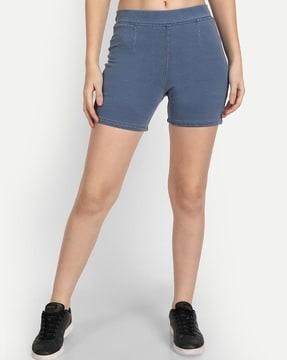 mid rise denim shorts