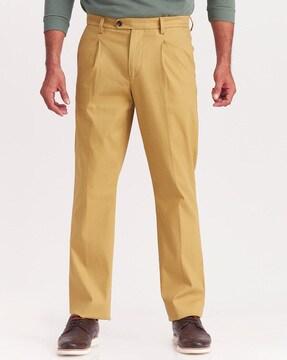 mid-rise double-pleat trousers