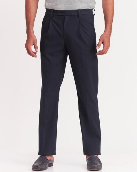 mid-rise double-pleat trousers