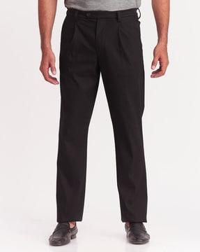 mid-rise double-pleat trousers