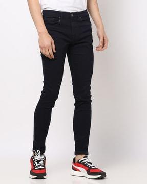 mid-rise fitted jeans