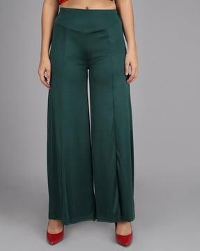 mid-rise flared palazzo pants