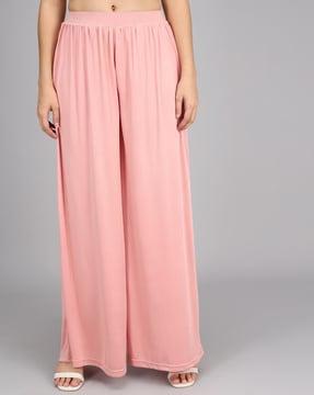 mid-rise flared palazzo pants