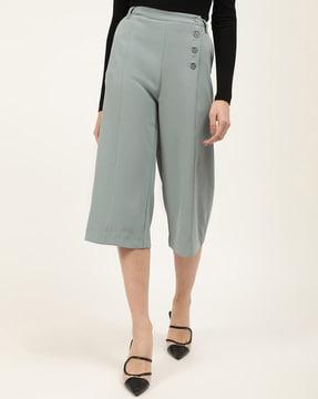 mid-rise flared trousers