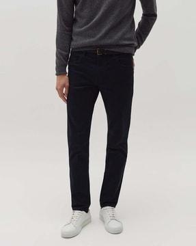 mid-rise flat-front 5-pocket trousers