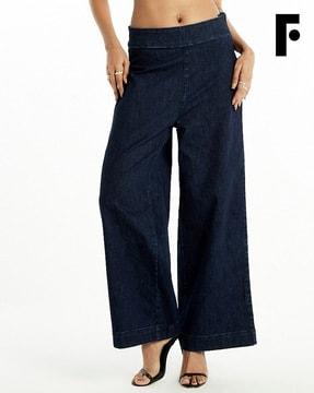 mid-rise flat-front boot trousers