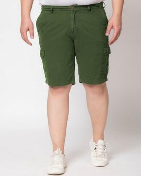 mid-rise flat-front cargo shorts