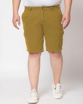 mid-rise flat-front cargo shorts