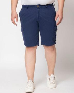 mid-rise flat-front cargo shorts