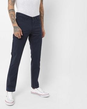 mid-rise flat-front chinos