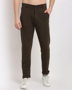 mid-rise flat-front chinos