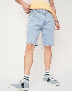 mid-rise flat-front city shorts