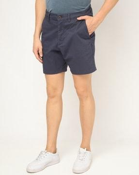mid-rise flat-front city shorts
