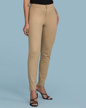 mid-rise flat-front pants