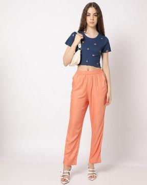 mid-rise flat-front pants