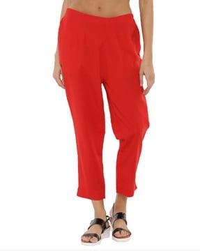 mid rise flat-front pants