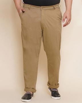 mid-rise flat front relaxed fit chinos