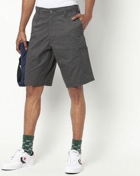 mid-rise flat-front shorts