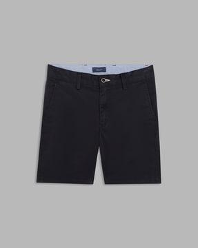 mid-rise flat-front shorts
