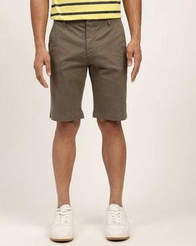 mid-rise flat-front shorts