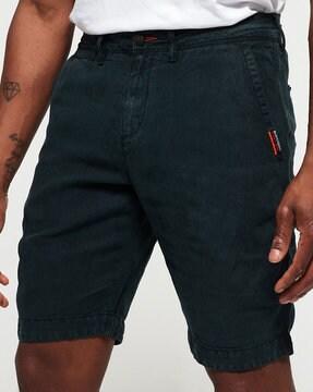 mid-rise flat-front shorts