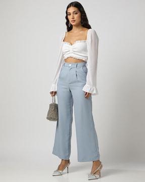 mid-rise flat-front straight pants