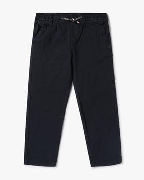 mid-rise flat-front straight trousers