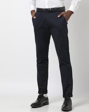 mid-rise flat-front tapered chinos