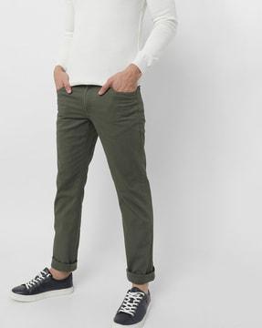 mid-rise flat-front trousers