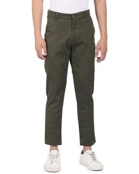 mid-rise flat-front trousers