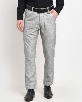 mid-rise flat-front trousers