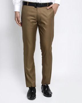 mid-rise flat-front trousers